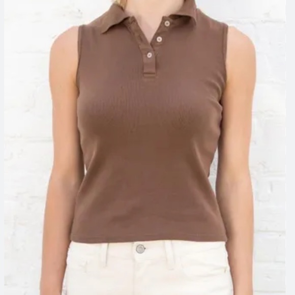 PacSun Tops - Pacsun Brandy Melville John Galt Brown Colleena tank top polo shirt collared